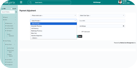 Billgenix application screen 2